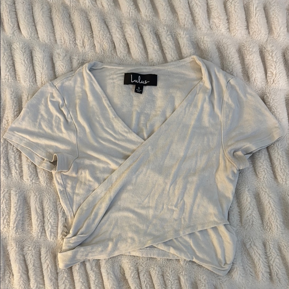 Cream White Wrap Top